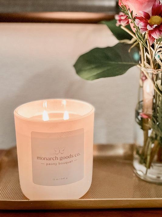 monarch goods co candle in fragrance peony bouquet 